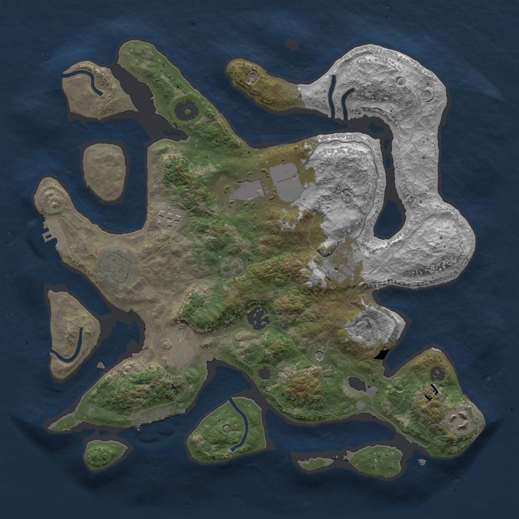 Rust Map: Procedural Map, Size: 3500, Seed: 297324, 12 Monuments