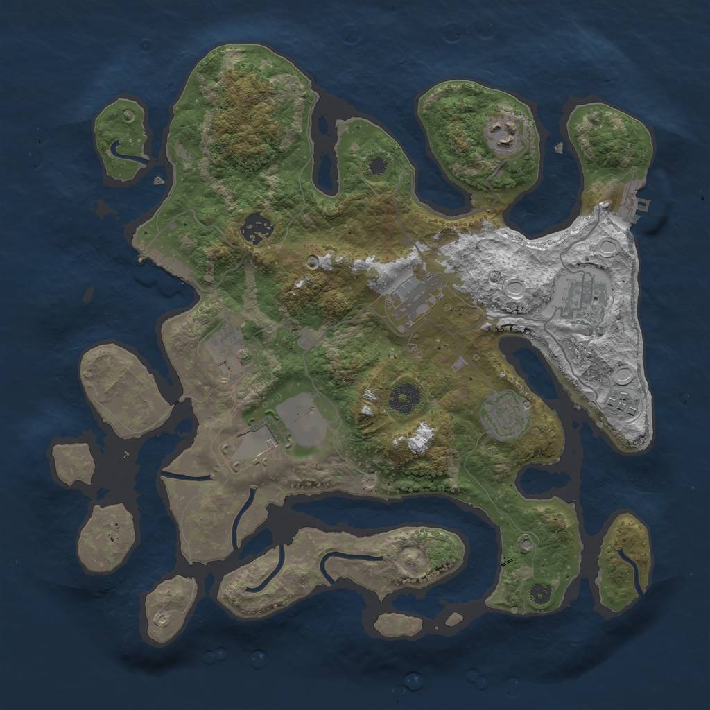 Rust Map: Procedural Map, Size: 3500, Seed: 924632780, 15 Monuments