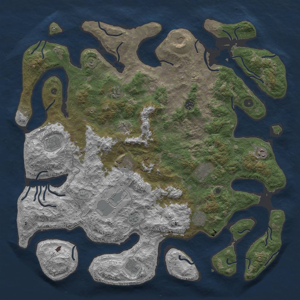 Rust Map: Procedural Map, Size: 5000, Seed: 6000, 14 Monuments