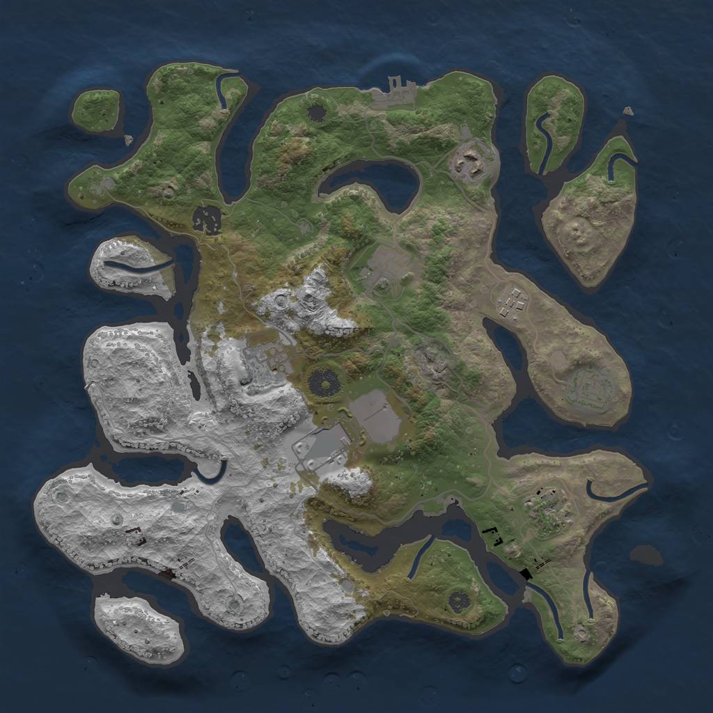 Rust Map: Procedural Map, Size: 3500, Seed: 282619, 11 Monuments