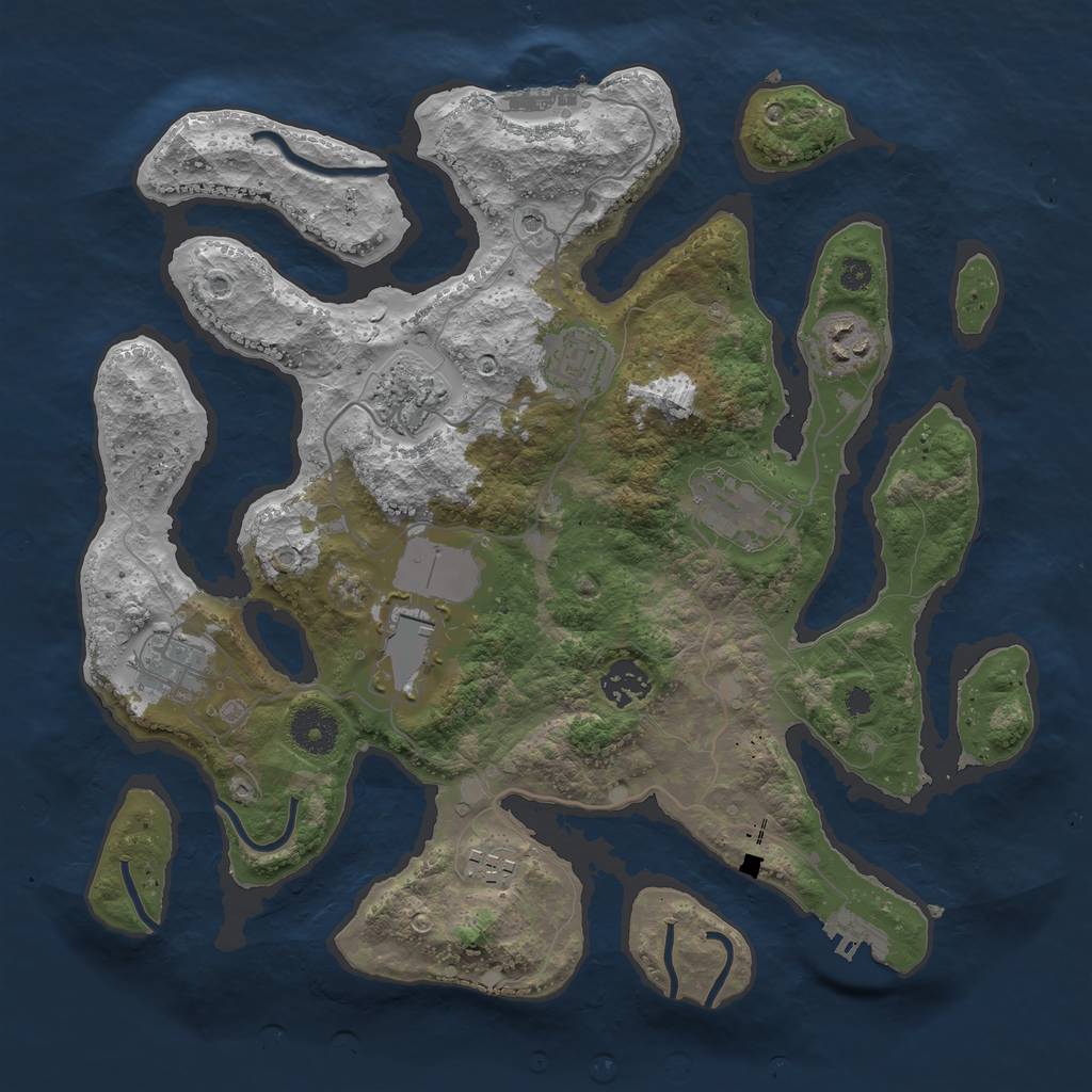 Rust Map: Procedural Map, Size: 3500, Seed: 232249, 13 Monuments