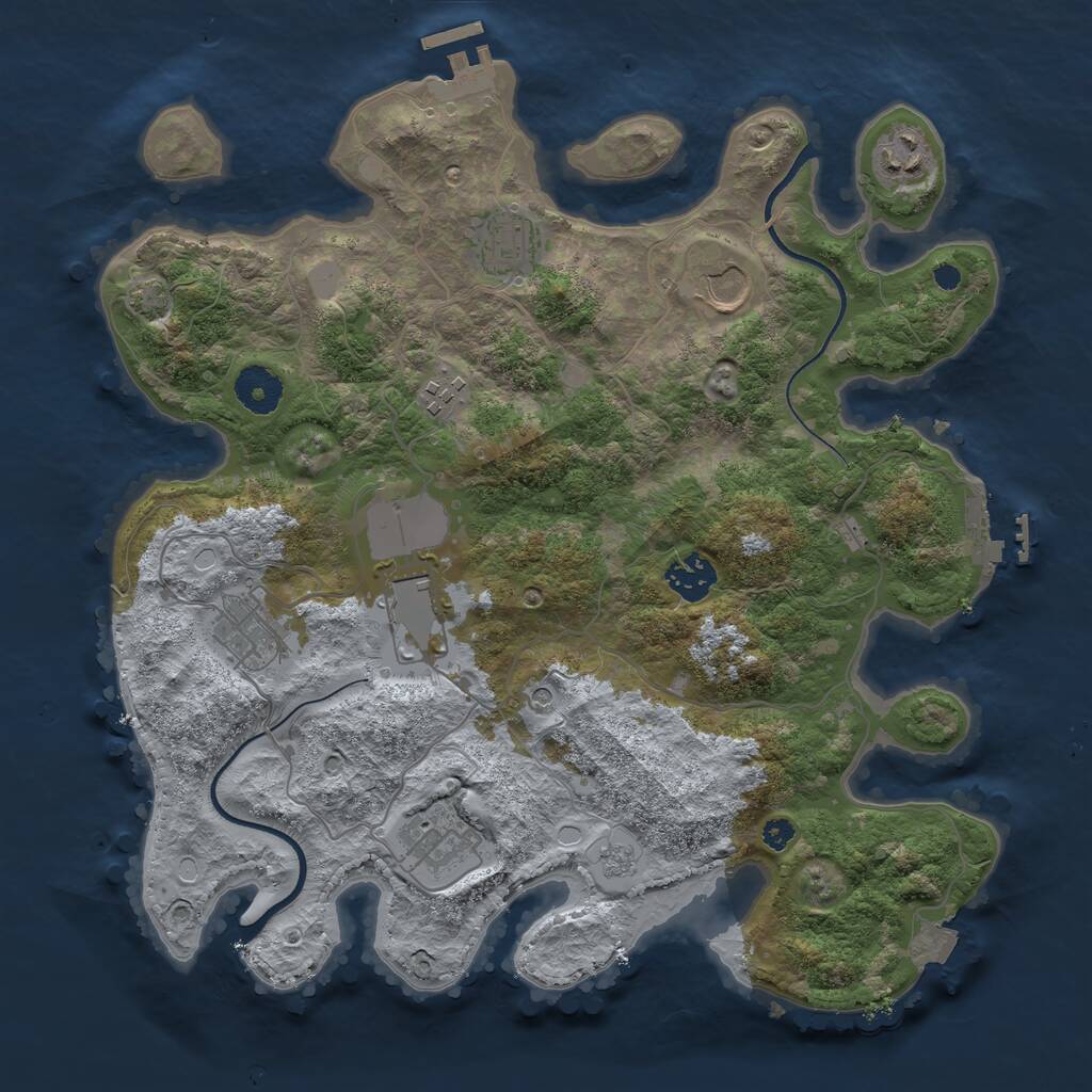 Rust Map: Procedural Map, Size: 3500, Seed: 412181, 14 Monuments