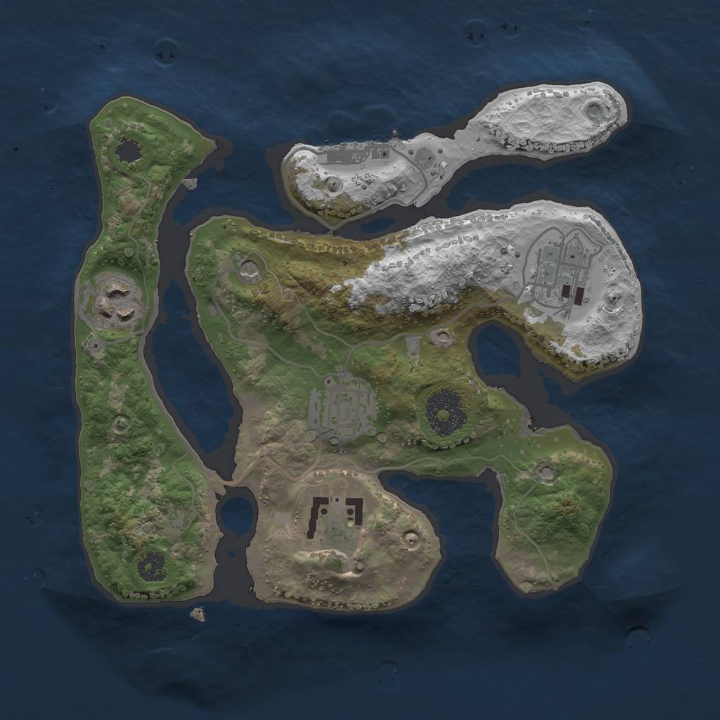 Rust Map: Procedural Map, Size: 2500, Seed: 1395682253, 8 Monuments