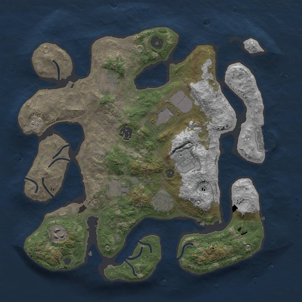 Rust Map: Procedural Map, Size: 3500, Seed: 126528, 12 Monuments