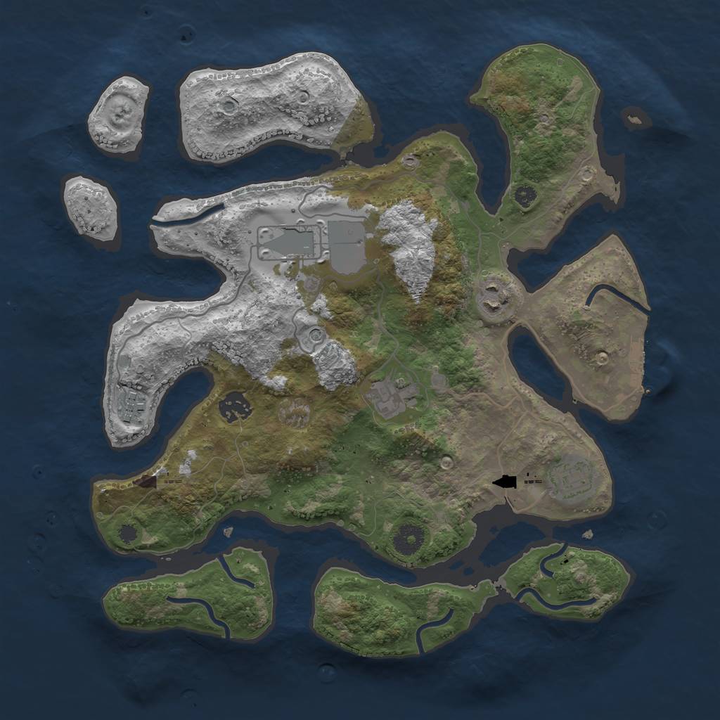 Rust Map: Procedural Map, Size: 3500, Seed: 785037, 10 Monuments