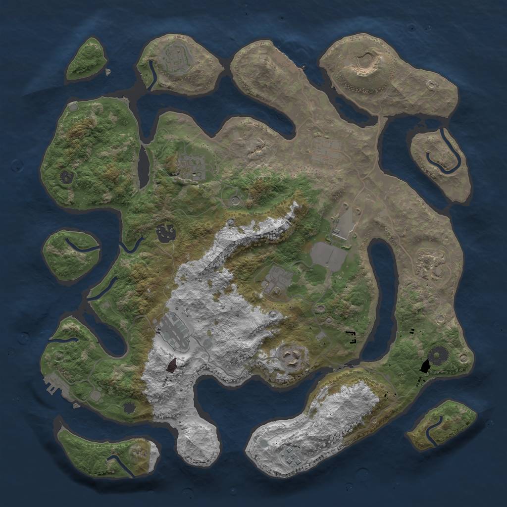 Rust Map: Procedural Map, Size: 3850, Seed: 2077394969, 16 Monuments