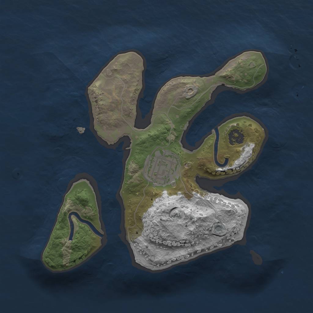 Rust Map: Procedural Map, Size: 2000, Seed: 1575295239, 3 Monuments