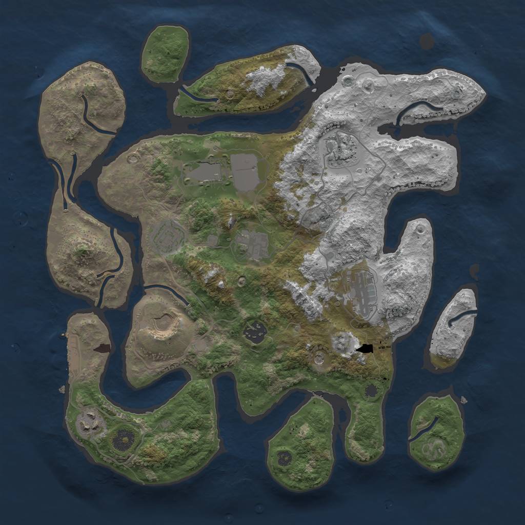 Rust Map: Procedural Map, Size: 3600, Seed: 4121, 12 Monuments