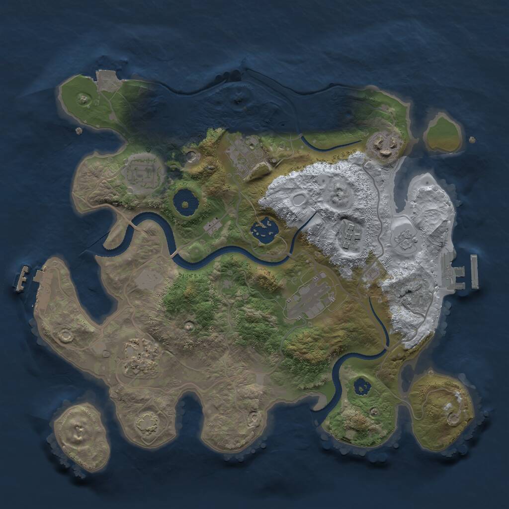 Rust Map: Procedural Map, Size: 3000, Seed: 2084326195, 13 Monuments
