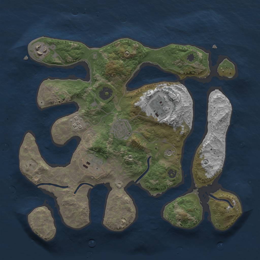 Rust Map: Procedural Map, Size: 3000, Seed: 2084326195, 8 Monuments