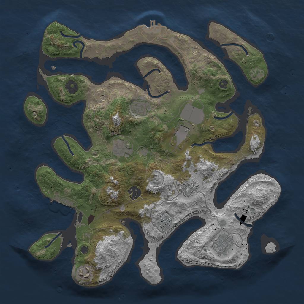 Rust Map: Procedural Map, Size: 3500, Seed: 515082, 13 Monuments