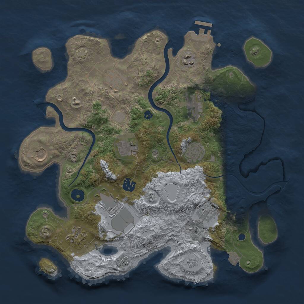 Rust Map: Procedural Map, Size: 3500, Seed: 984562589, 16 Monuments
