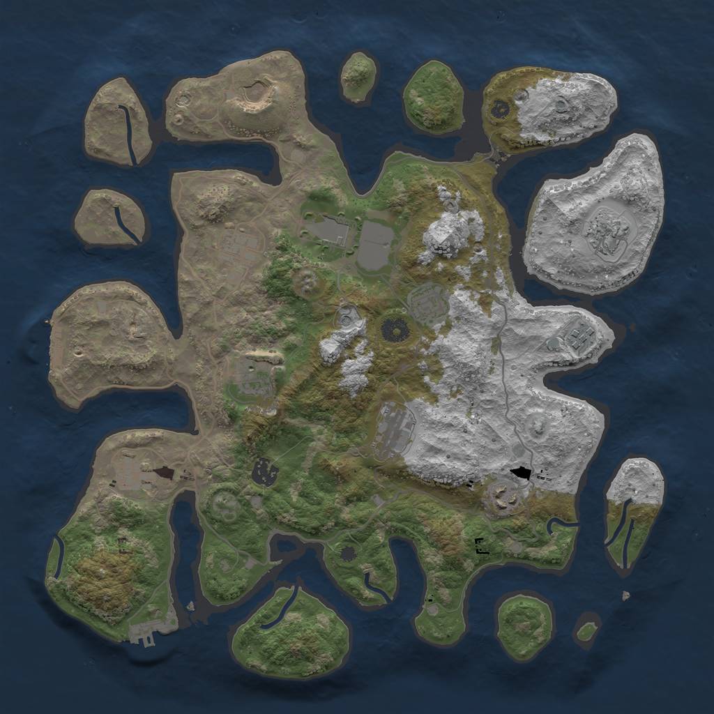 Rust Map: Procedural Map, Size: 4000, Seed: 972513682, 16 Monuments