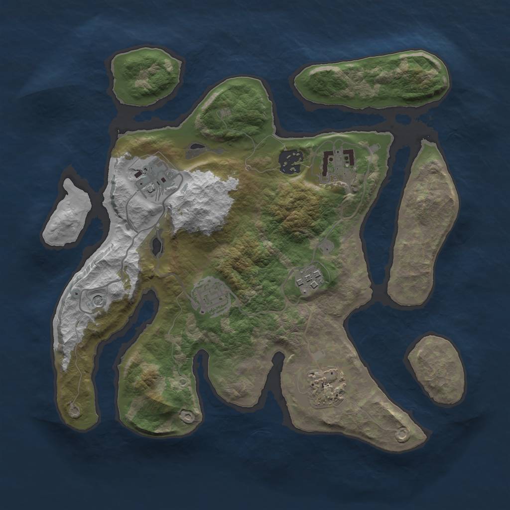 Rust Map: Barren, Size: 3000, Seed: 15268, 9 Monuments