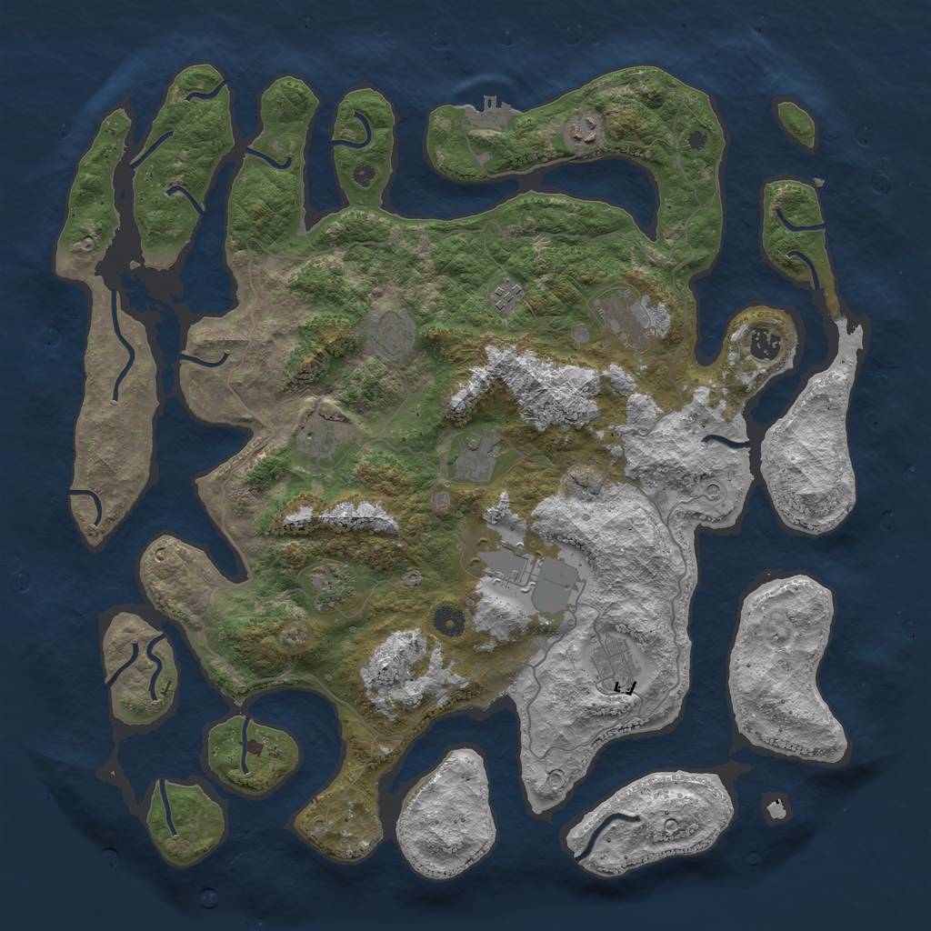 Rust Map: Procedural Map, Size: 4500, Seed: 1195044867, 14 Monuments