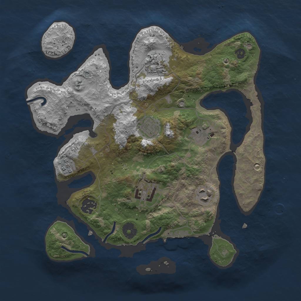 Rust Map: Procedural Map, Size: 3000, Seed: 4249740, 10 Monuments