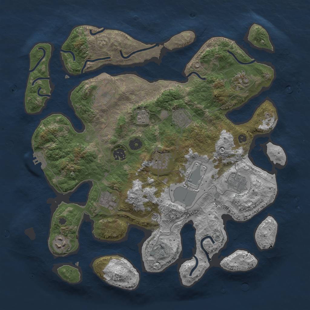 Rust Map: Procedural Map, Size: 3750, Seed: 869787394, 14 Monuments