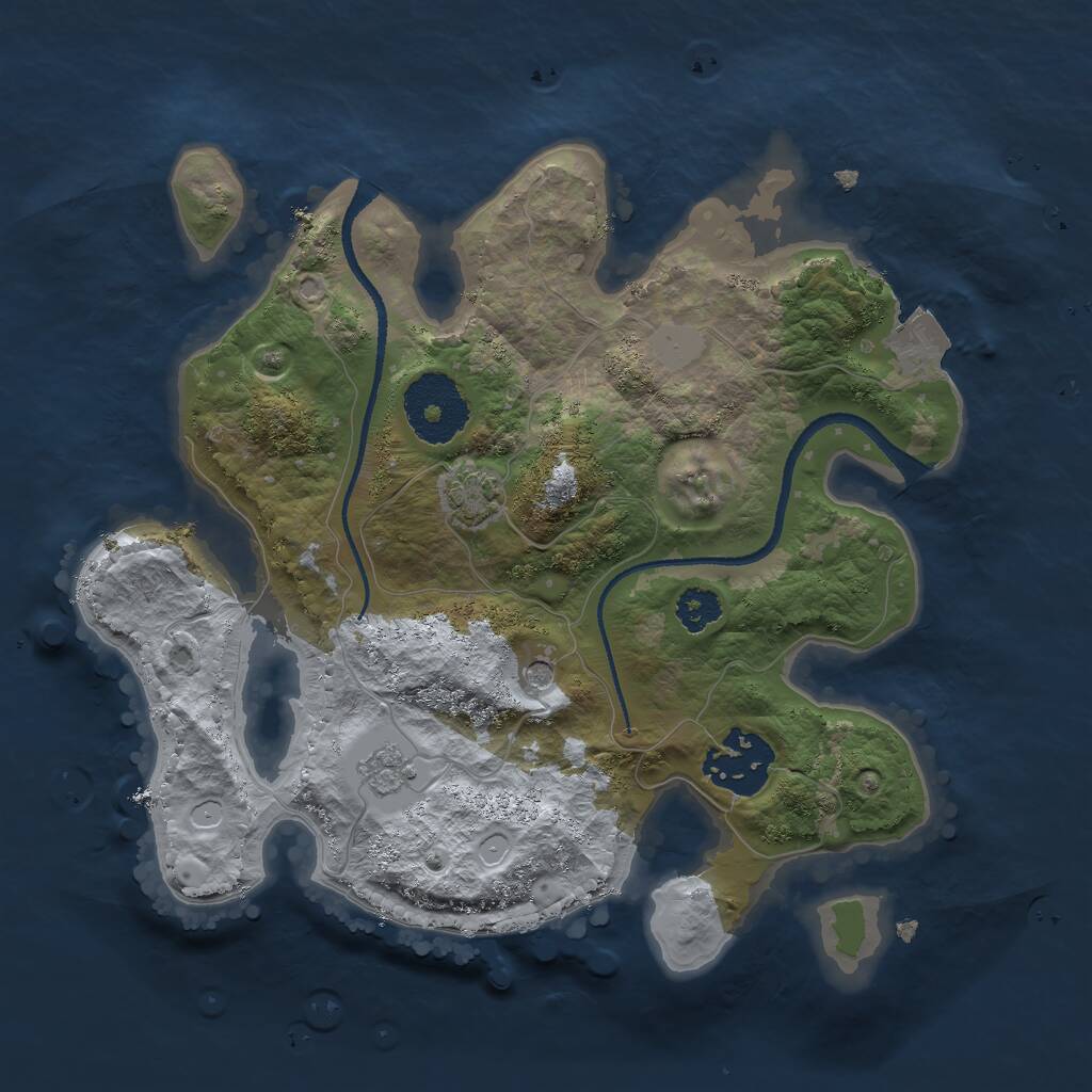 Rust Map: Procedural Map, Size: 2500, Seed: 2676, 5 Monuments