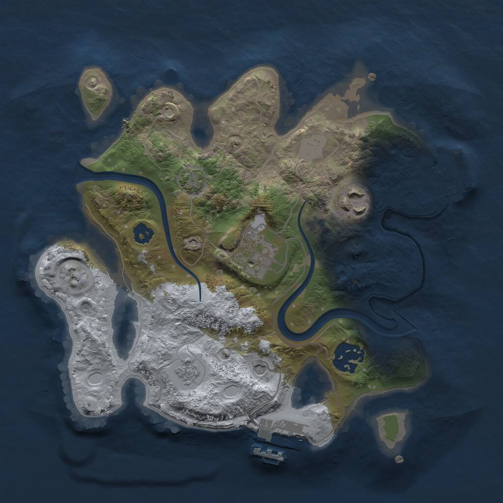 Rust Map: Procedural Map, Size: 2500, Seed: 2676, 9 Monuments