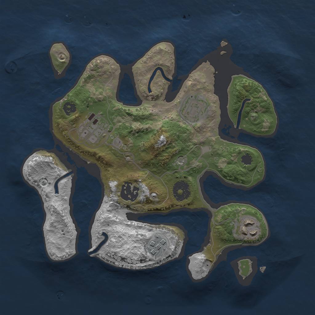 Rust Map: Procedural Map, Size: 2500, Seed: 2676, 8 Monuments