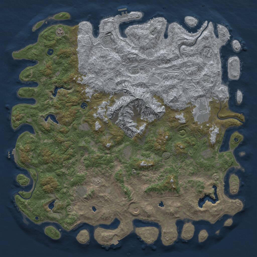 Rust Map: Procedural Map, Size: 6000, Seed: 810372009, 17 Monuments