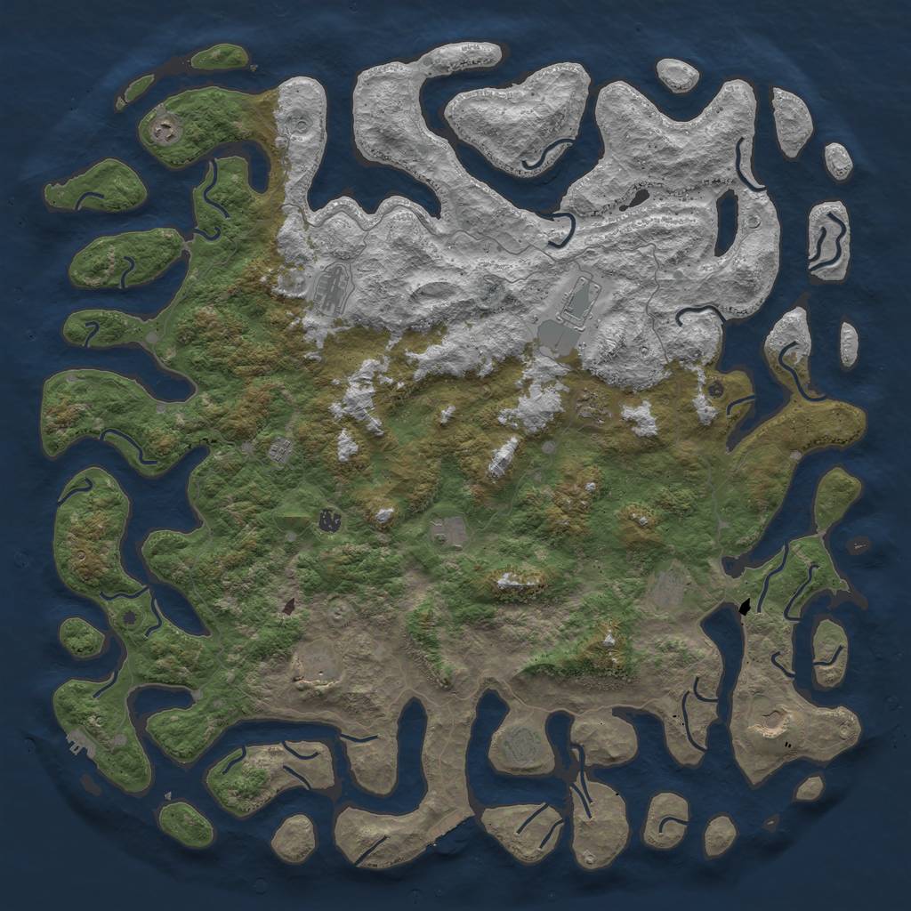 Rust Map: Procedural Map, Size: 6000, Seed: 810372009, 16 Monuments