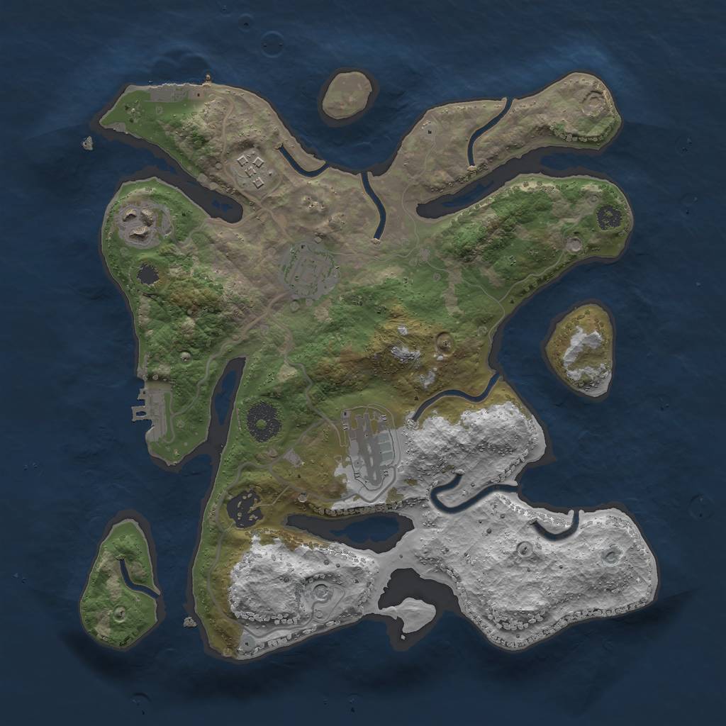 Rust Map: Procedural Map, Size: 3000, Seed: 1575295239, 10 Monuments