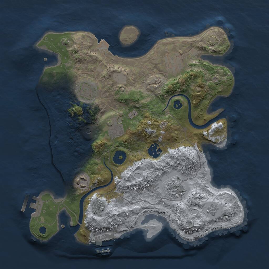 Rust Map: Procedural Map, Size: 3000, Seed: 1575295239, 13 Monuments