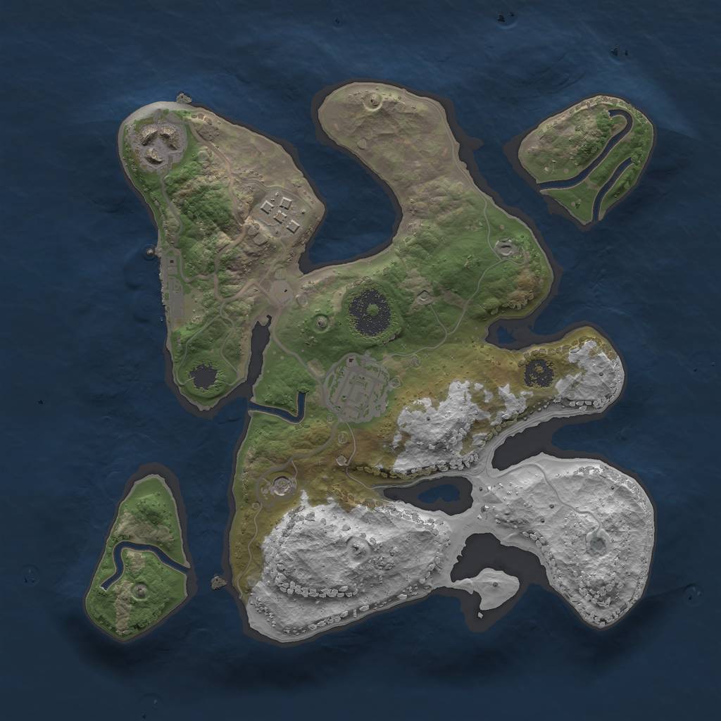 Rust Map: Procedural Map, Size: 2500, Seed: 1575295239, 7 Monuments