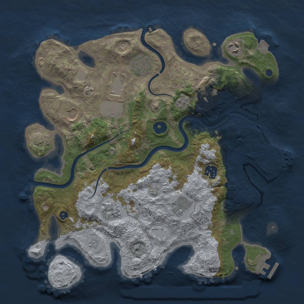 Rust Map: Procedural Map, Size: 3500, Seed: 37178056, 15 Monuments