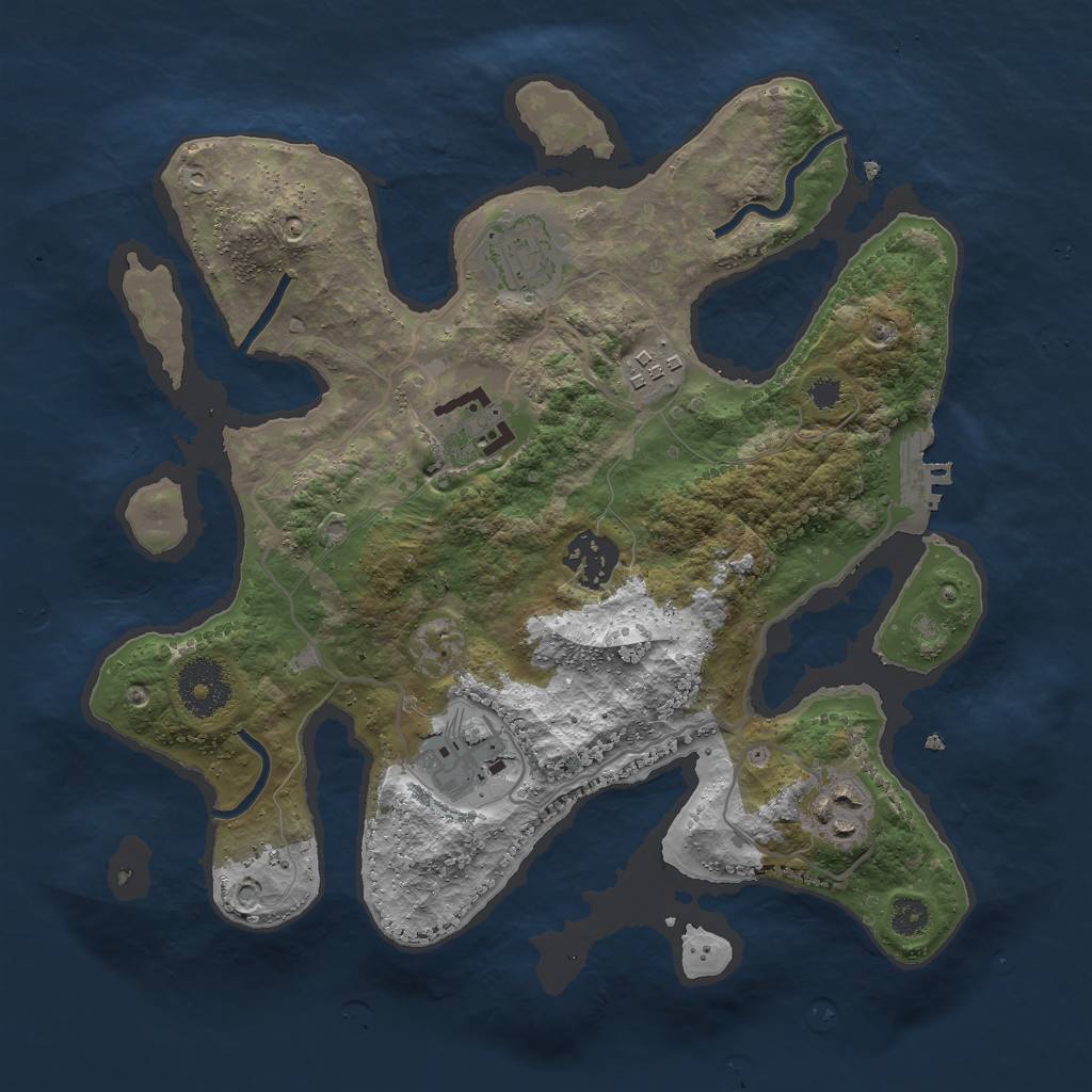 Rust Map: Procedural Map, Size: 3000, Seed: 22919, 9 Monuments