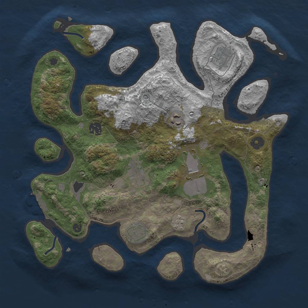 Rust Map: Procedural Map, Size: 3500, Seed: 810372009, 11 Monuments