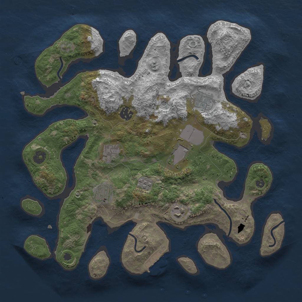 Rust Map: Procedural Map, Size: 3500, Seed: 15487548, 11 Monuments