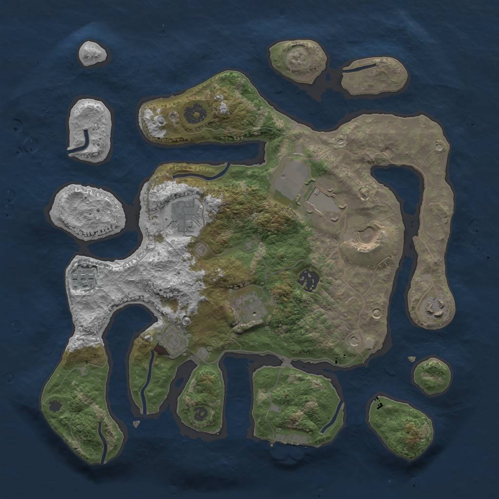 Rust Map: Procedural Map, Size: 3500, Seed: 38216410, 12 Monuments