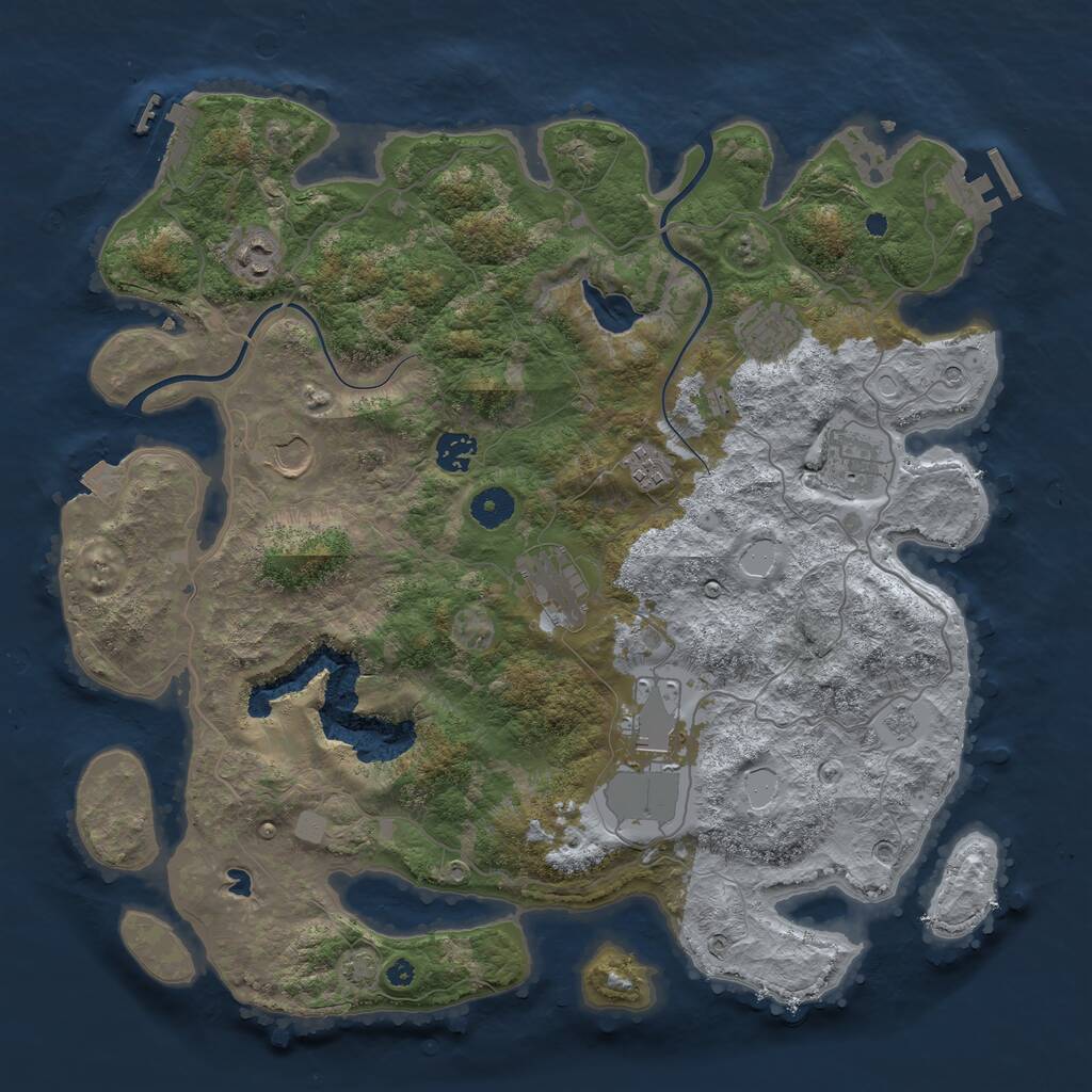 Rust Map: Procedural Map, Size: 4000, Seed: 92738, 14 Monuments