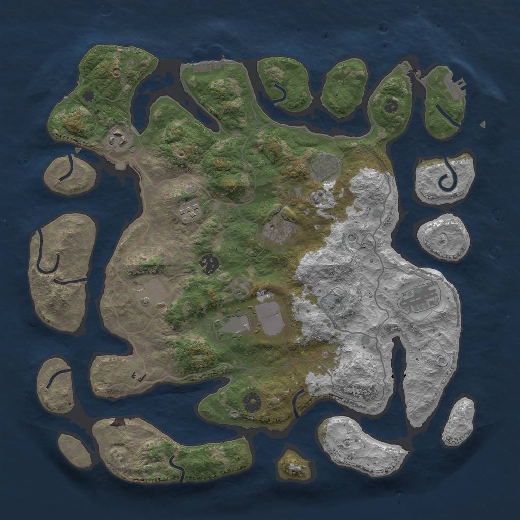 Rust Map: Procedural Map, Size: 4000, Seed: 92738, 13 Monuments