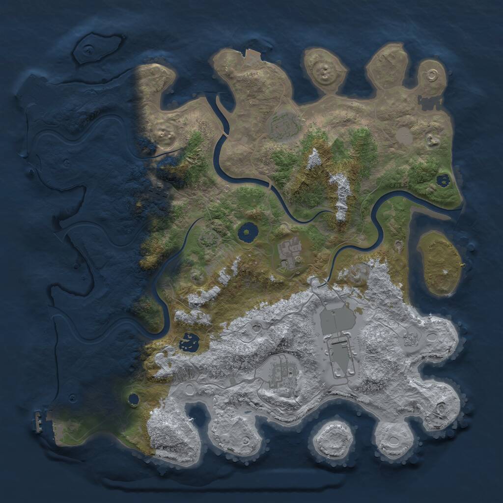 Rust Map: Procedural Map, Size: 3800, Seed: 383838, 12 Monuments