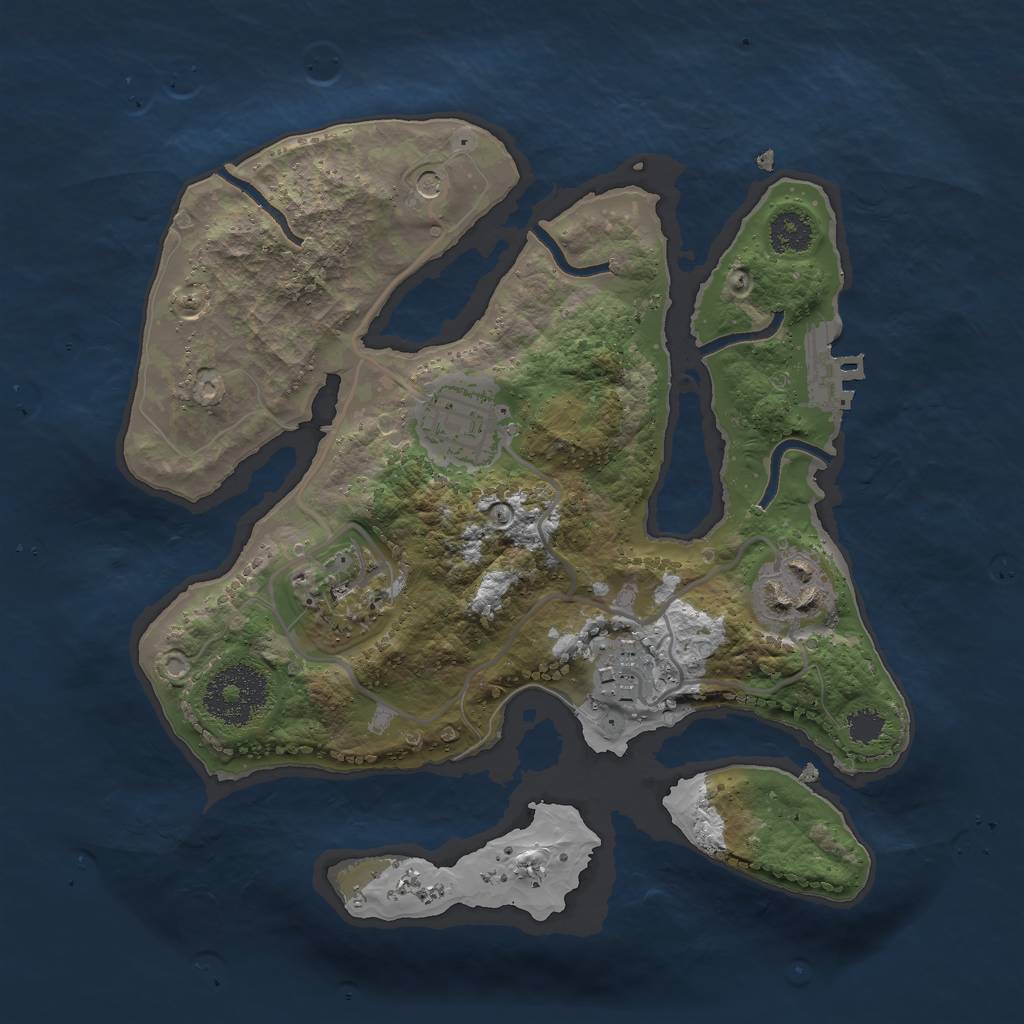 Rust Map: Procedural Map, Size: 2500, Seed: 1130080155, 8 Monuments