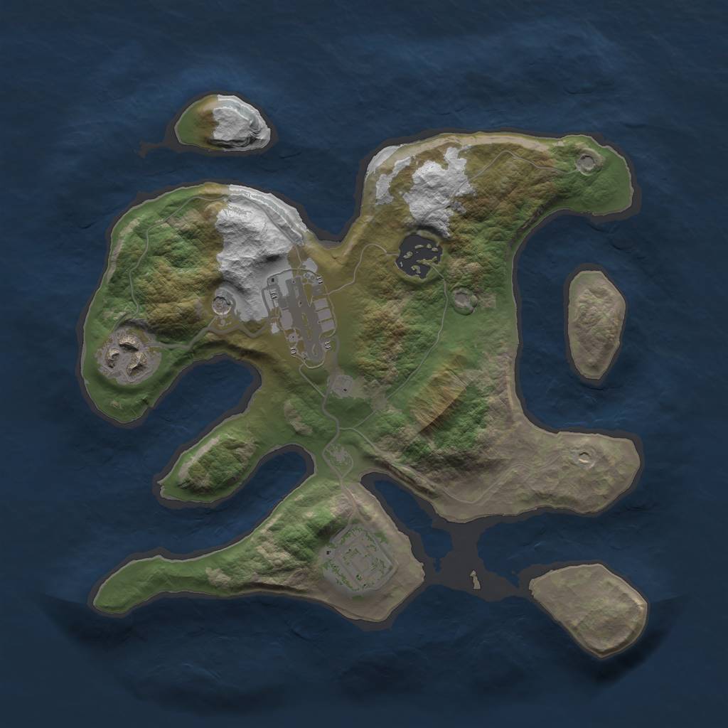 Rust Map: Barren, Size: 2500, Seed: 64016641, 7 Monuments