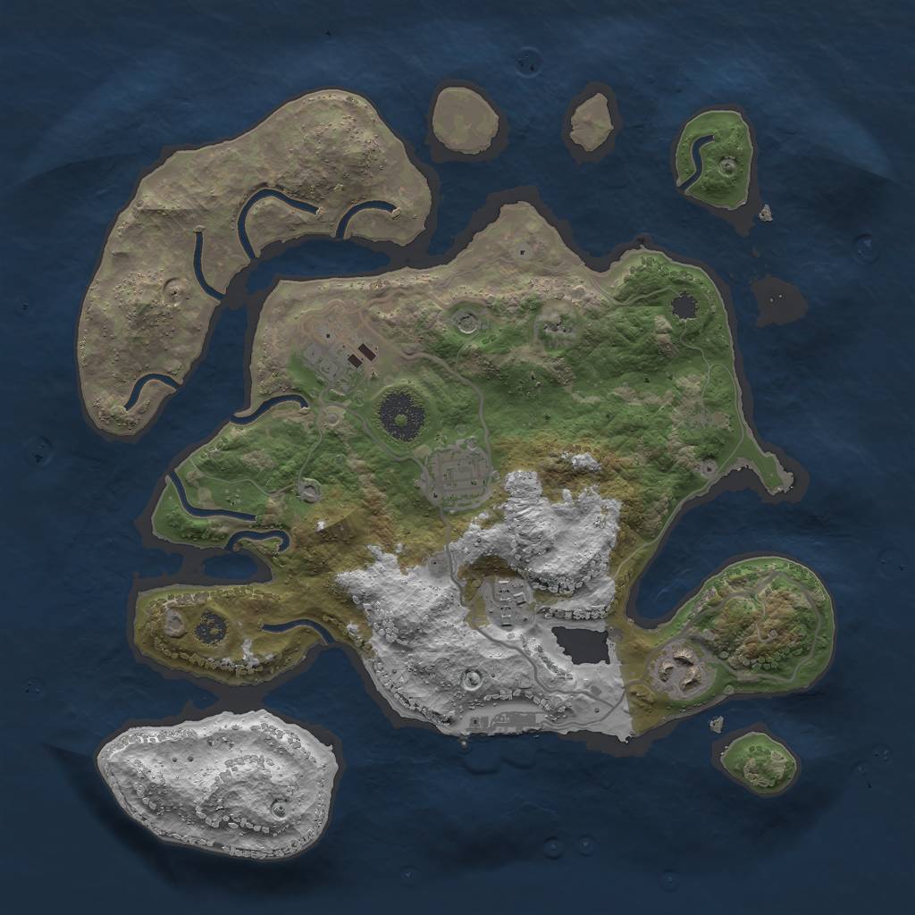 Rust Map: Procedural Map, Size: 3000, Seed: 2421159, 8 Monuments