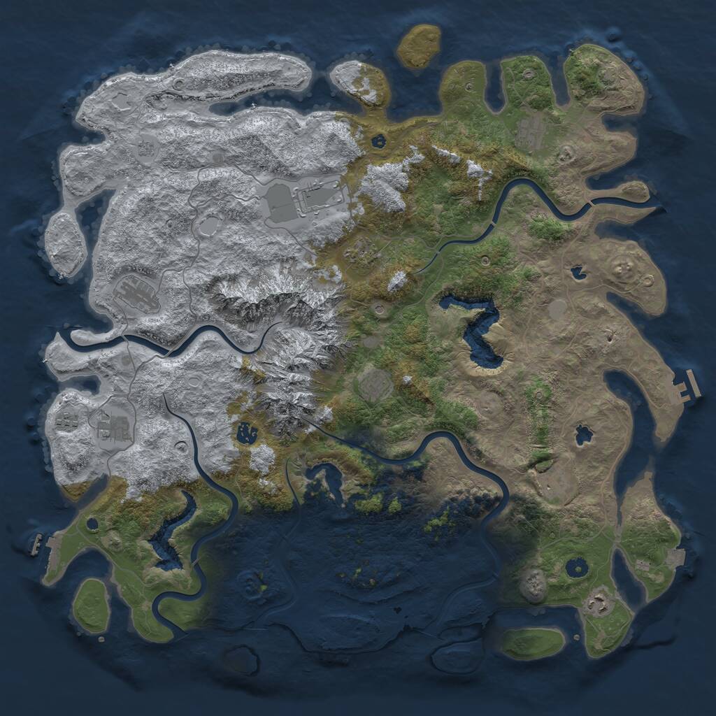 Rust Map: Procedural Map, Size: 5000, Seed: 1965871609, 16 Monuments