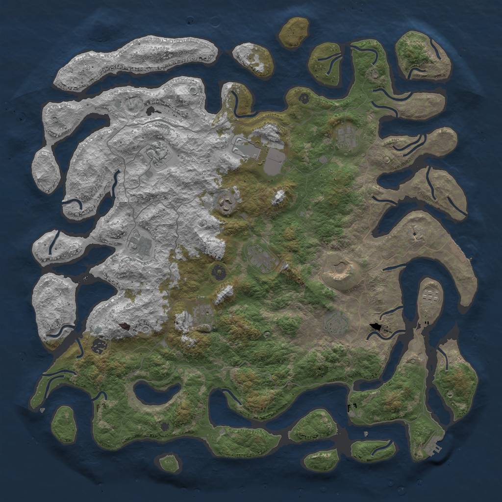 Rust Map: Procedural Map, Size: 5000, Seed: 1965871609, 16 Monuments