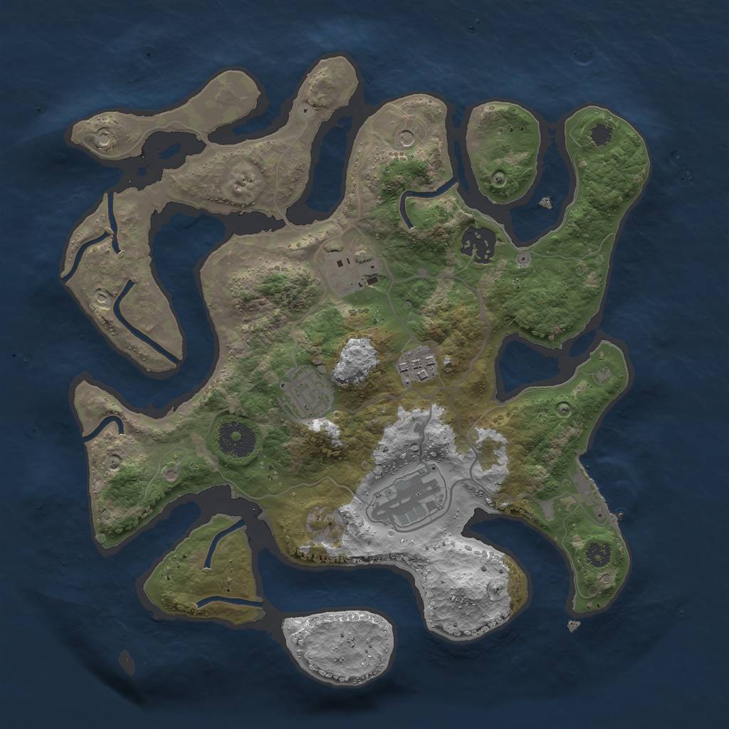 Rust Map: Procedural Map, Size: 3000, Seed: 2343665, 9 Monuments