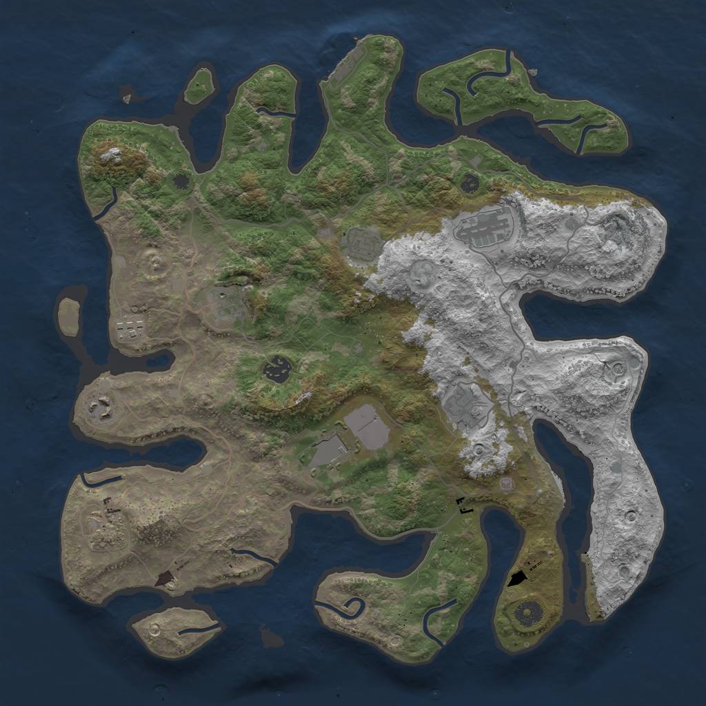 Rust Map: Procedural Map, Size: 4000, Seed: 836420099, 13 Monuments