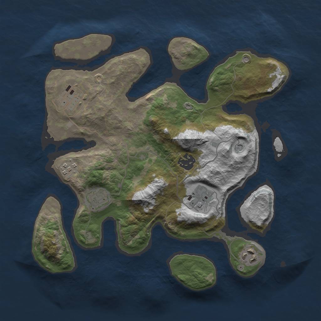 Rust Map: Barren, Size: 3000, Seed: 97918802, 9 Monuments