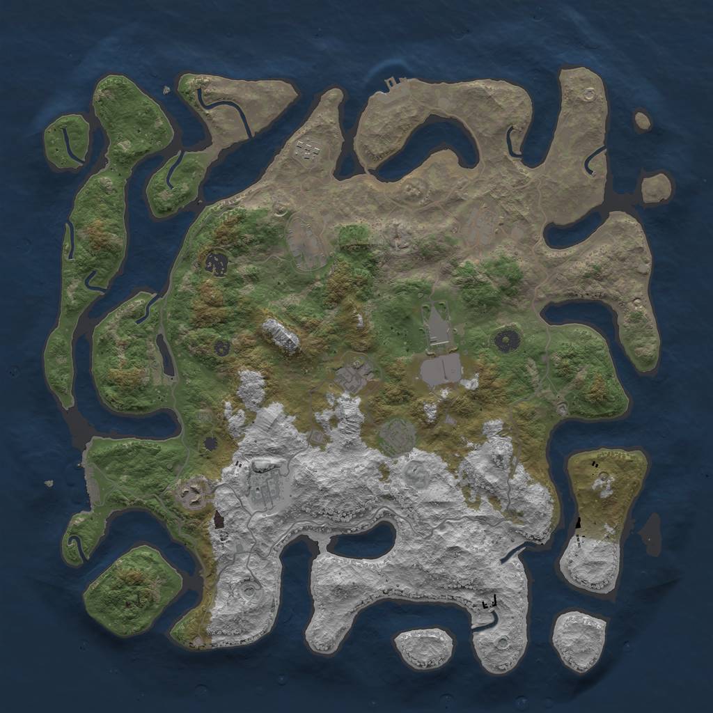 Rust Map: Procedural Map, Size: 4500, Seed: 656742, 14 Monuments