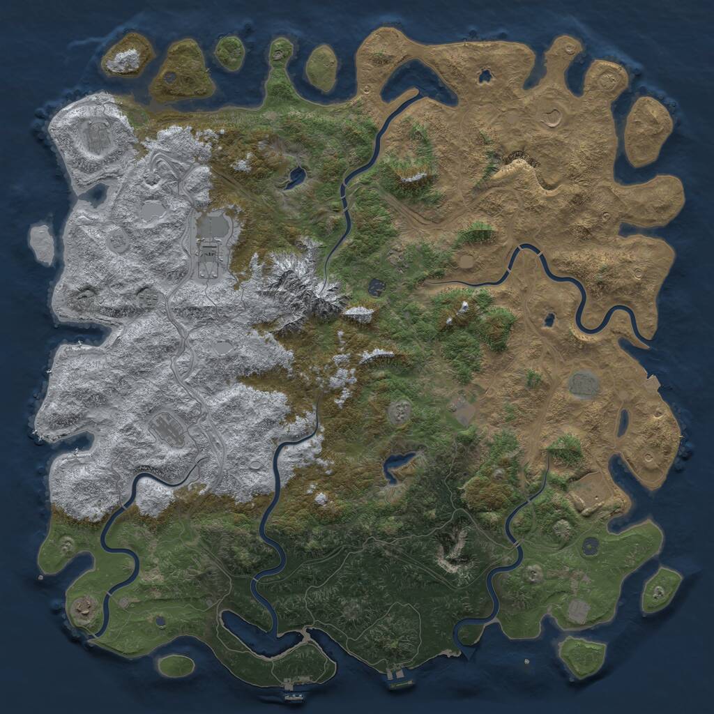 Rust Map: Procedural Map, Size: 6000, Seed: 33473103, 17 Monuments