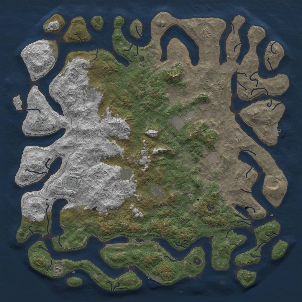 Rust Map: Procedural Map, Size: 6000, Seed: 33473103, 16 Monuments