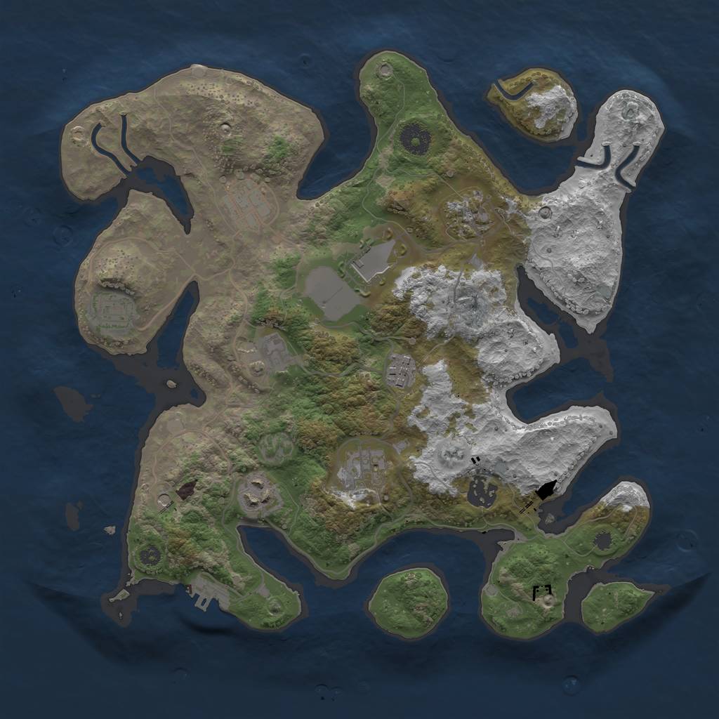 Rust Map: Procedural Map, Size: 3500, Seed: 75298643, 13 Monuments