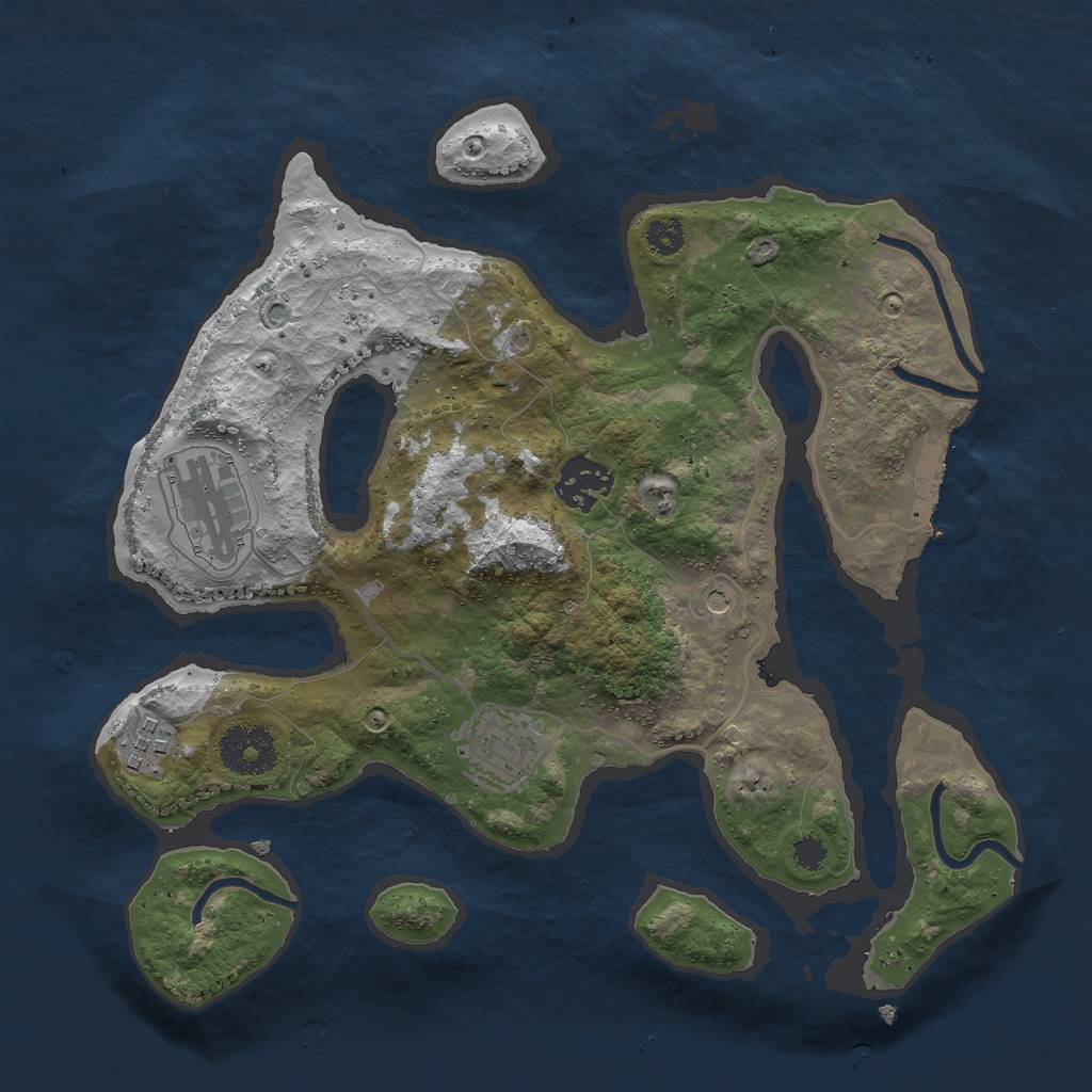 Rust Map: Procedural Map, Size: 3000, Seed: 5832, 8 Monuments